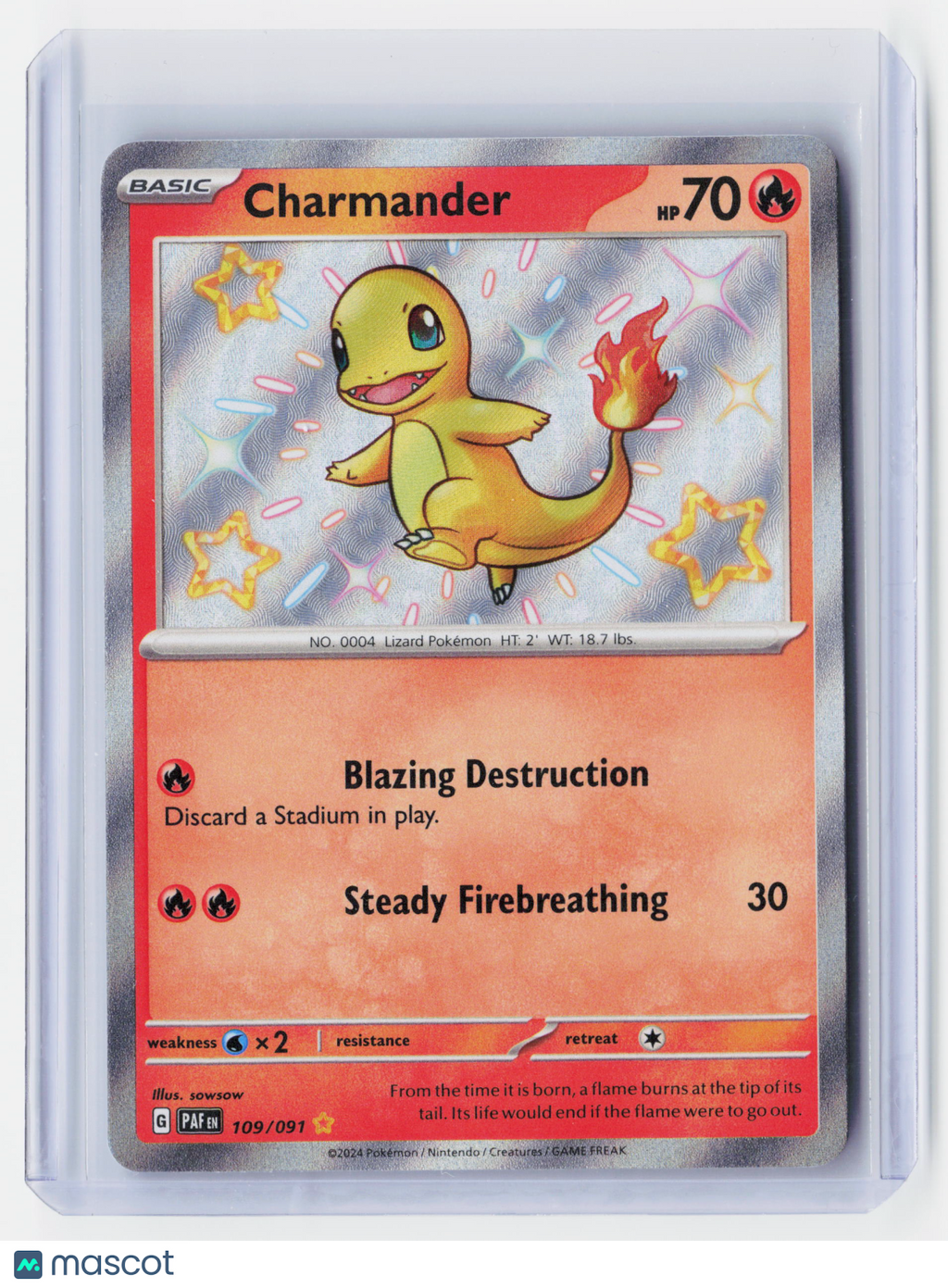 2024 Pokemon—Charmander #109/091 Paldean Fates—Shiny Rare Holo