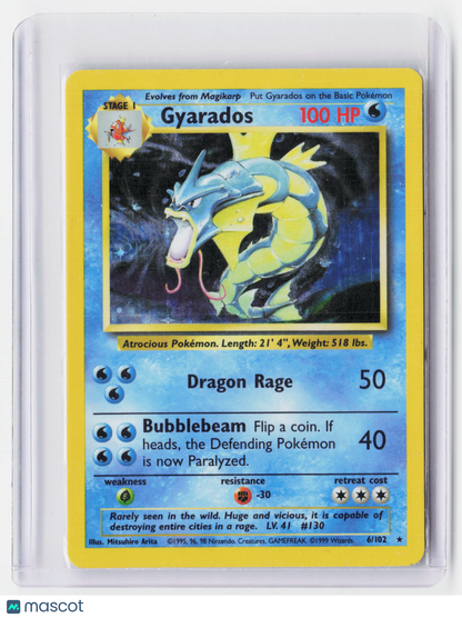 1999 Pokemon—Gyarados #6/102 Base Set— Holo (Damaged)