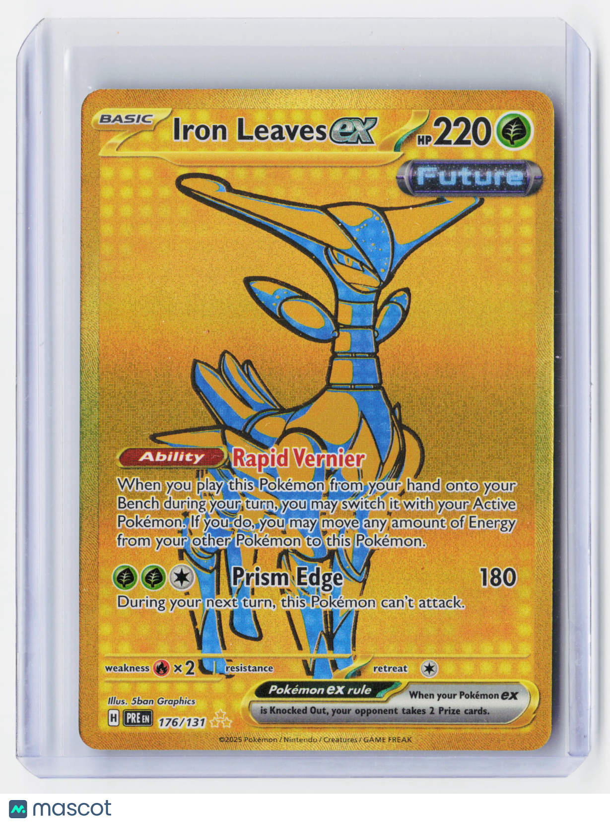 2025 Pokemon—Iron Leaves ex #176/131 Prismatic Evolutions—Hyper Rare Holo