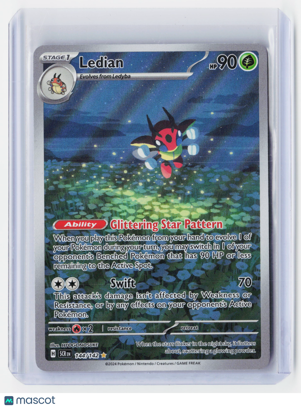 2024 Pokemon—Ledian #144/142 Stellar Crown—Illustration Rare Foil