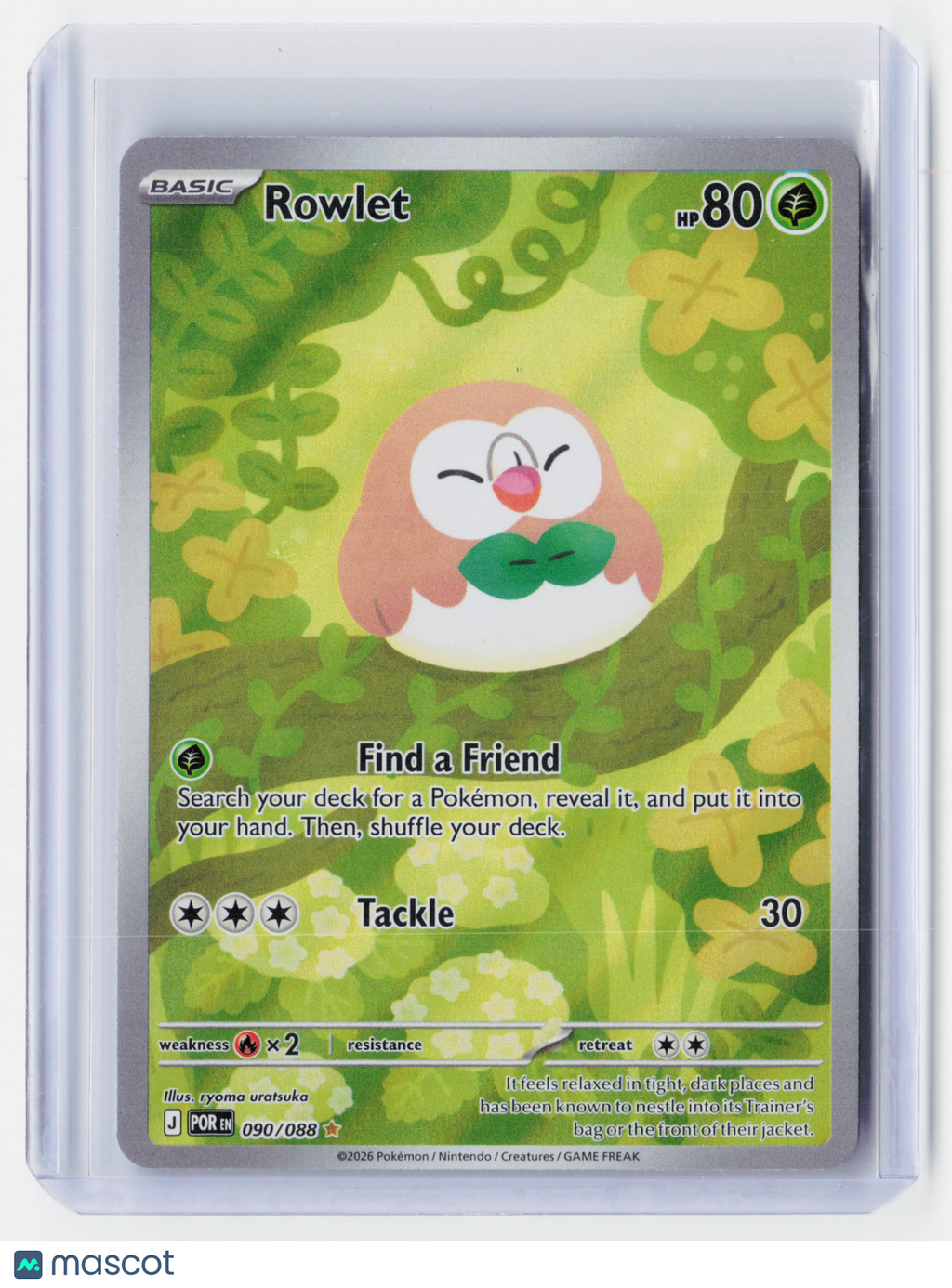 2026 Pokemon—Rowlet #090/088 Perfect Order—Illustration Rare Foil