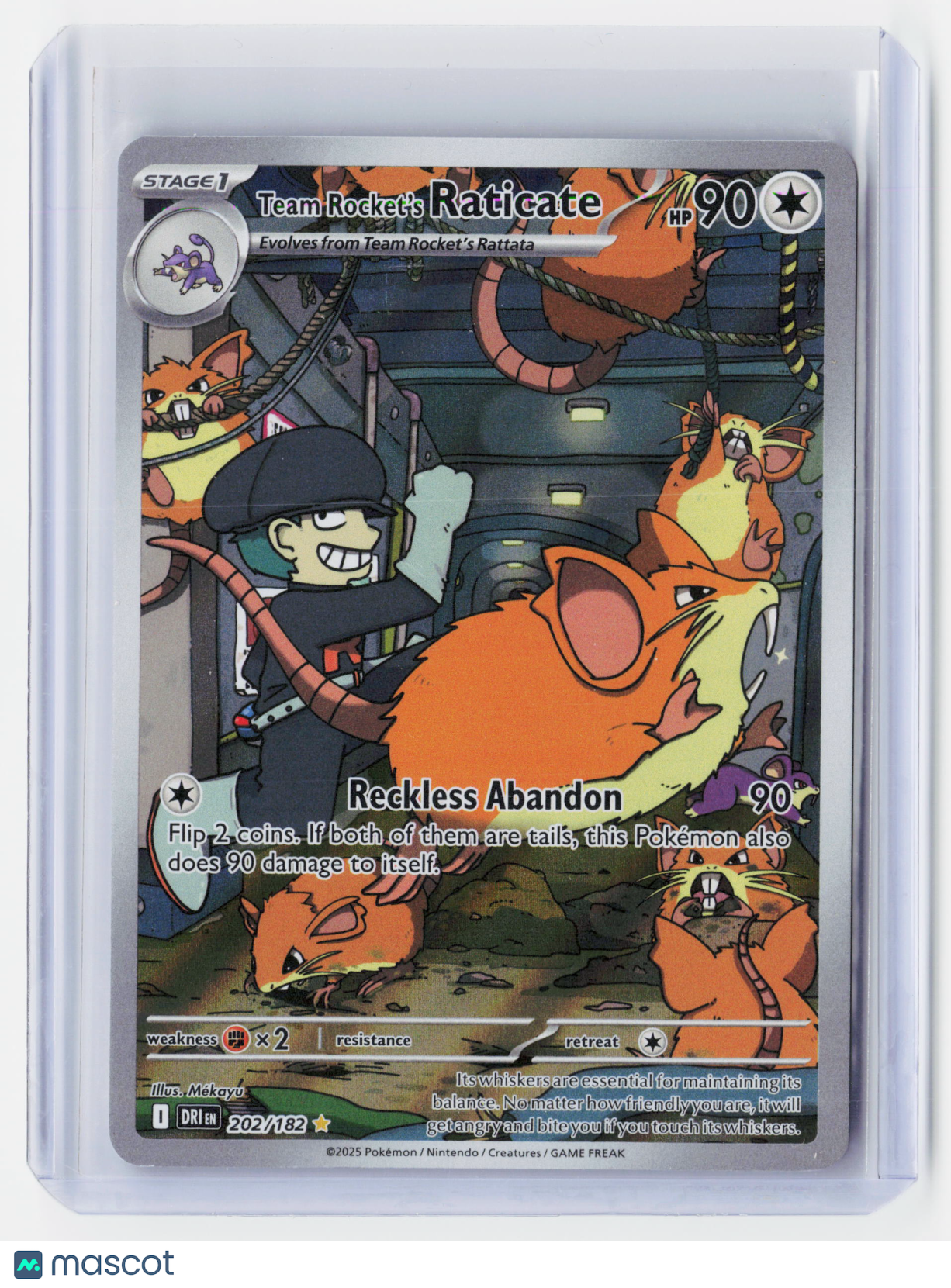 2025 Pokemon—Team Rocket's Raticate #202/182 Destined Rivals—IR Foil