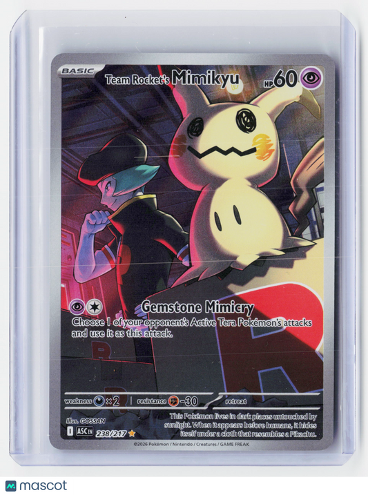 2026 Pokemon—Team Rocket's Mimikyu #238/217 ASC—Illustration Rare Holo