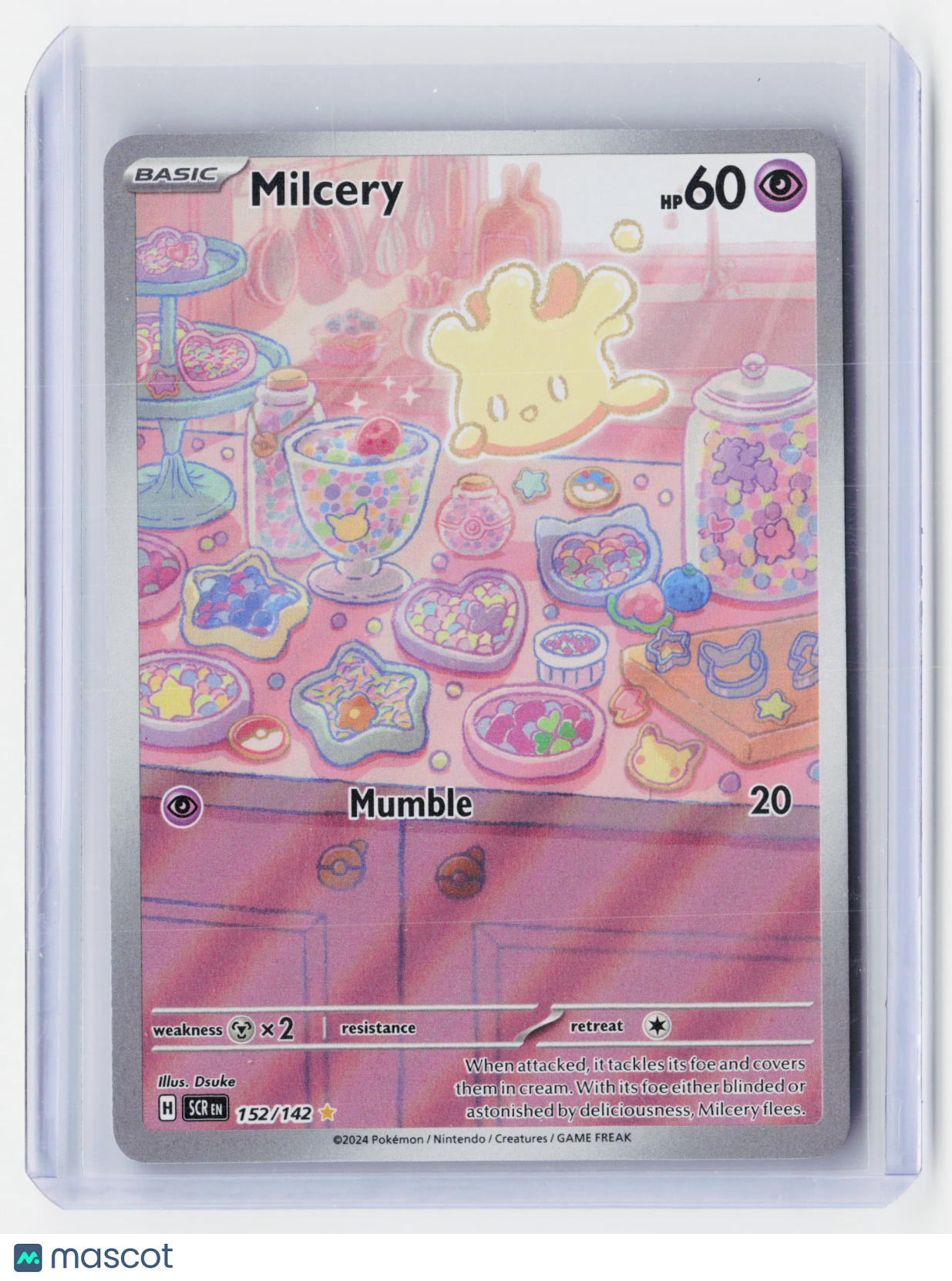2024 Pokemon—Milcery #152/142 Stellar Crown—Illustration Rare Holo