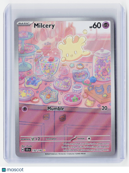 2024 Pokemon—Milcery #152/142 Stellar Crown—Illustration Rare Holo