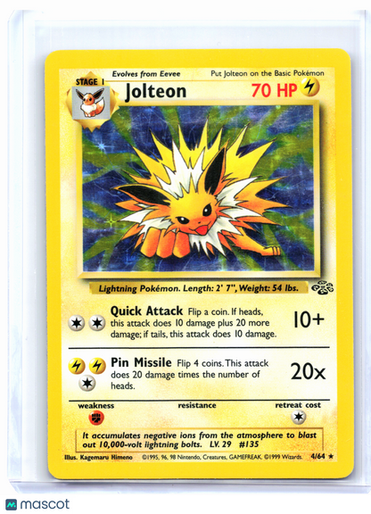 1999 Pokemon—Jolteon #4/64 Jungle—Holo Rare [Damaged]