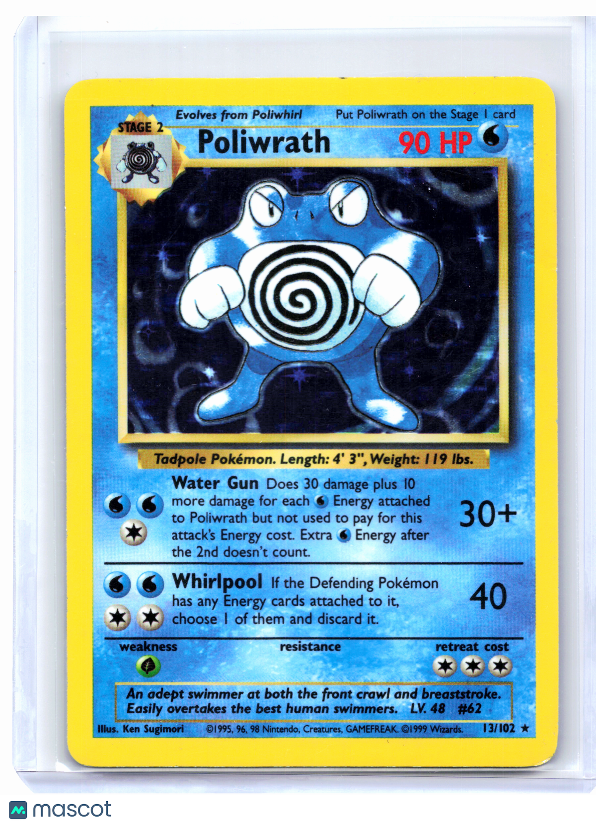 1999 Pokemon—Poliwrath #13/102 Base Set—Holo Rare [Damaged]