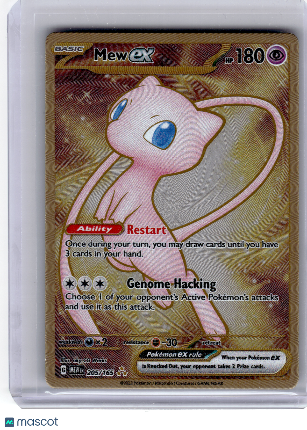 2023 Pokemon—Mew ex #205/165 Scarlet & Violet 151—Hyper Rare Gold (Metal)