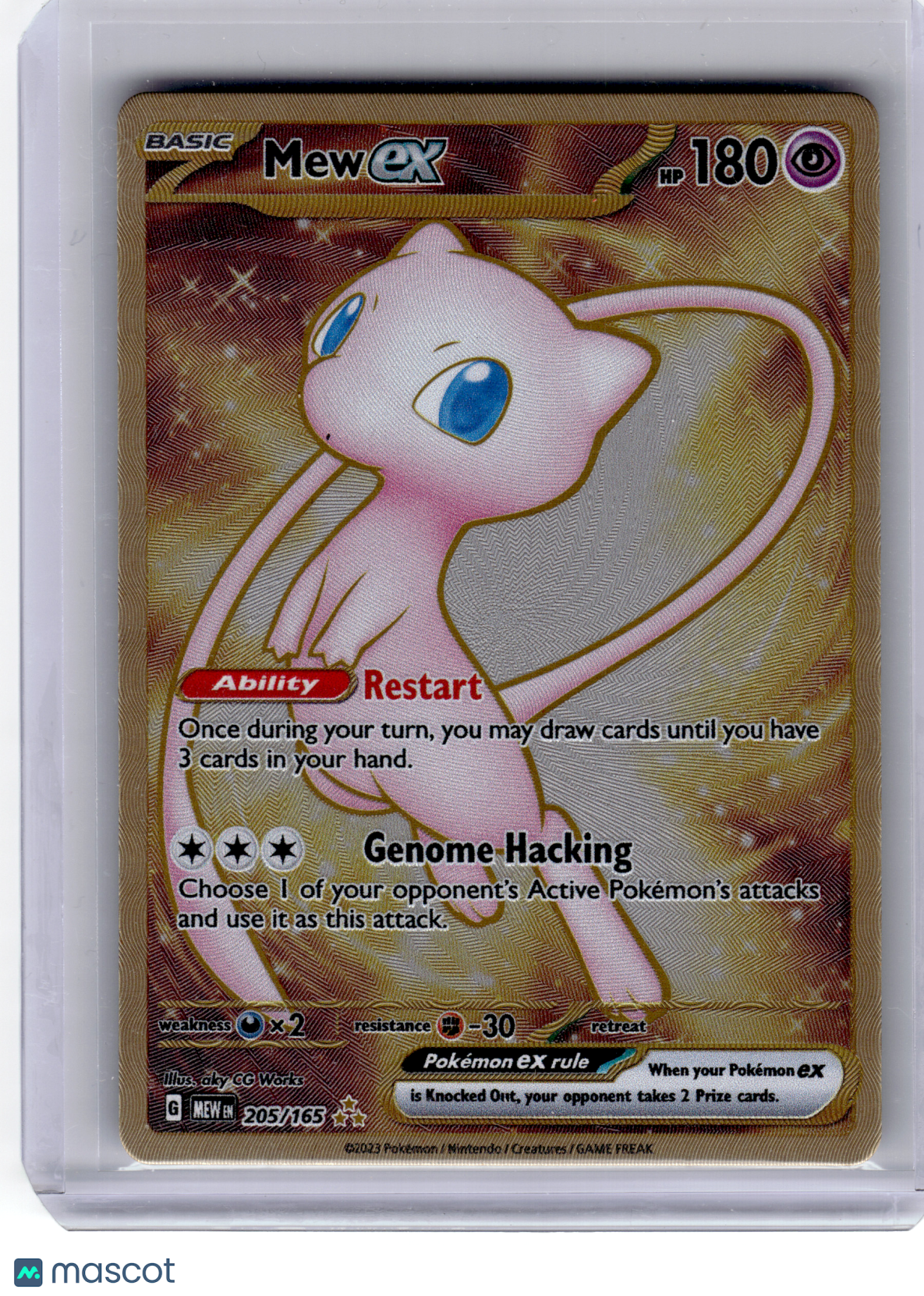 2023 Pokemon—Mew ex #205/165 Scarlet & Violet 151—Hyper Rare Gold (Metal)