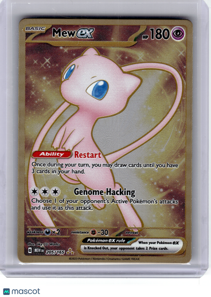 2023 Pokemon—Mew ex #205/165 Scarlet & Violet 151—Hyper Rare Gold (Metal)