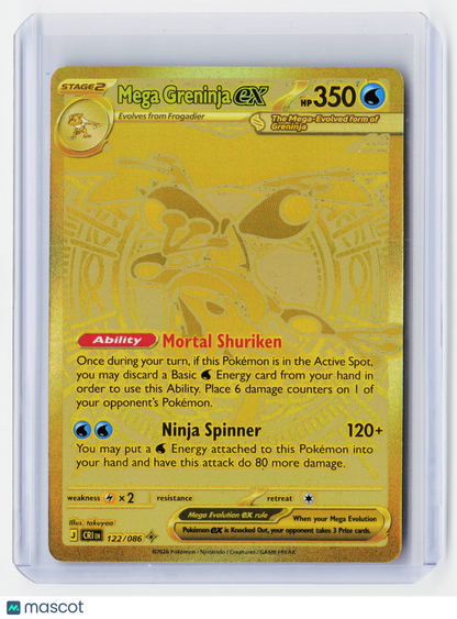 2026 Pokemon—Mega Greninja ex #122/86 Chaos Rising—Mega Hyper Rare Gold (LP)