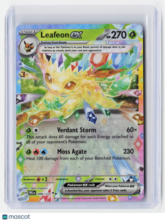 2025 Pokemon—Leafeon ex #6/131 Prismatic Evolutions—Double Rare Holo