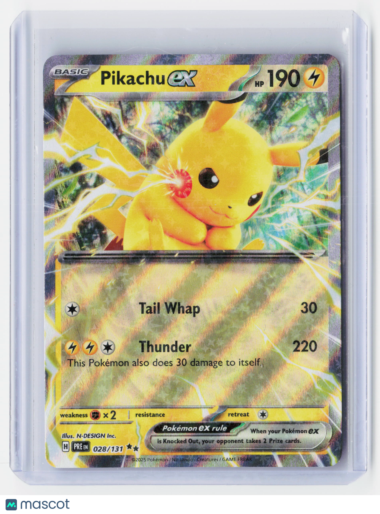 2025 Pokemon—Pikachu ex #28/131 Prismatic Evolutions—Double Rare Holo