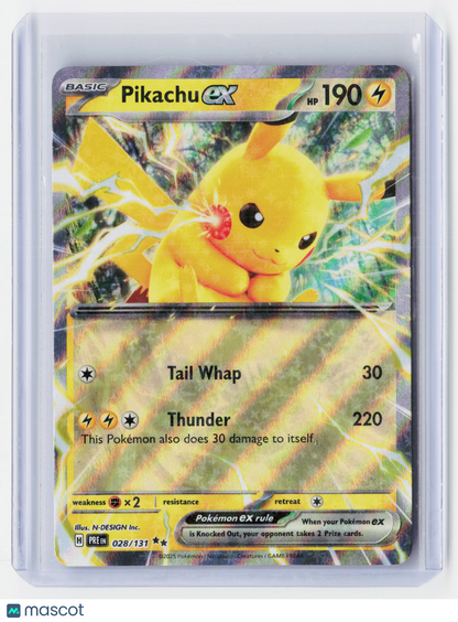 2025 Pokemon—Pikachu ex #28/131 Prismatic Evolutions—Double Rare Holo
