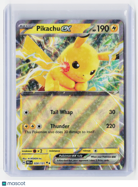2025 Pokemon—Pikachu ex #28/131 Prismatic Evolutions—Double Rare Holo