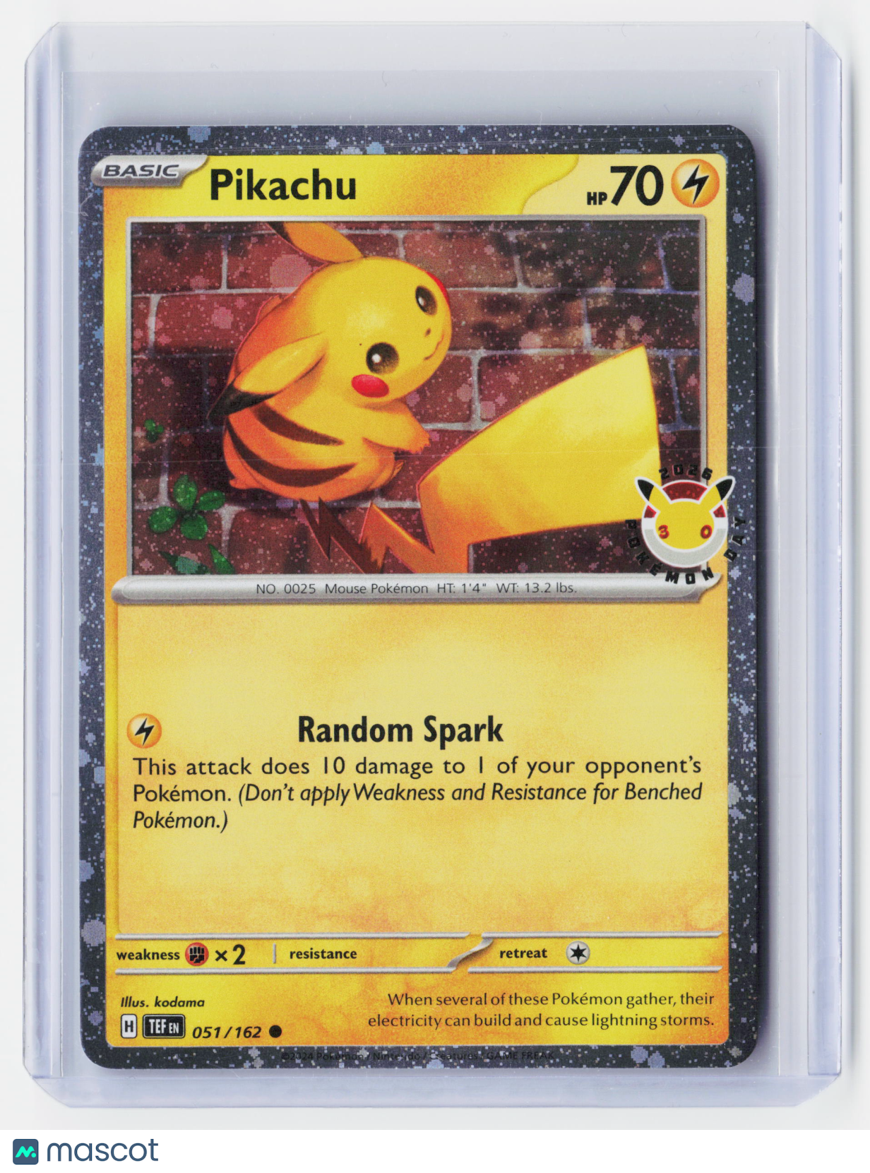 2024 —Pikachu #51/162 Pokemon Day 2026—Common Holo