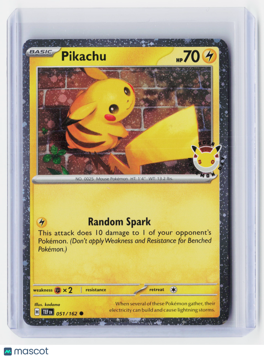 2024 Pokemon—Pikachu (Pokemon Day 2026) #051/162 (MCAP)—Common Holo