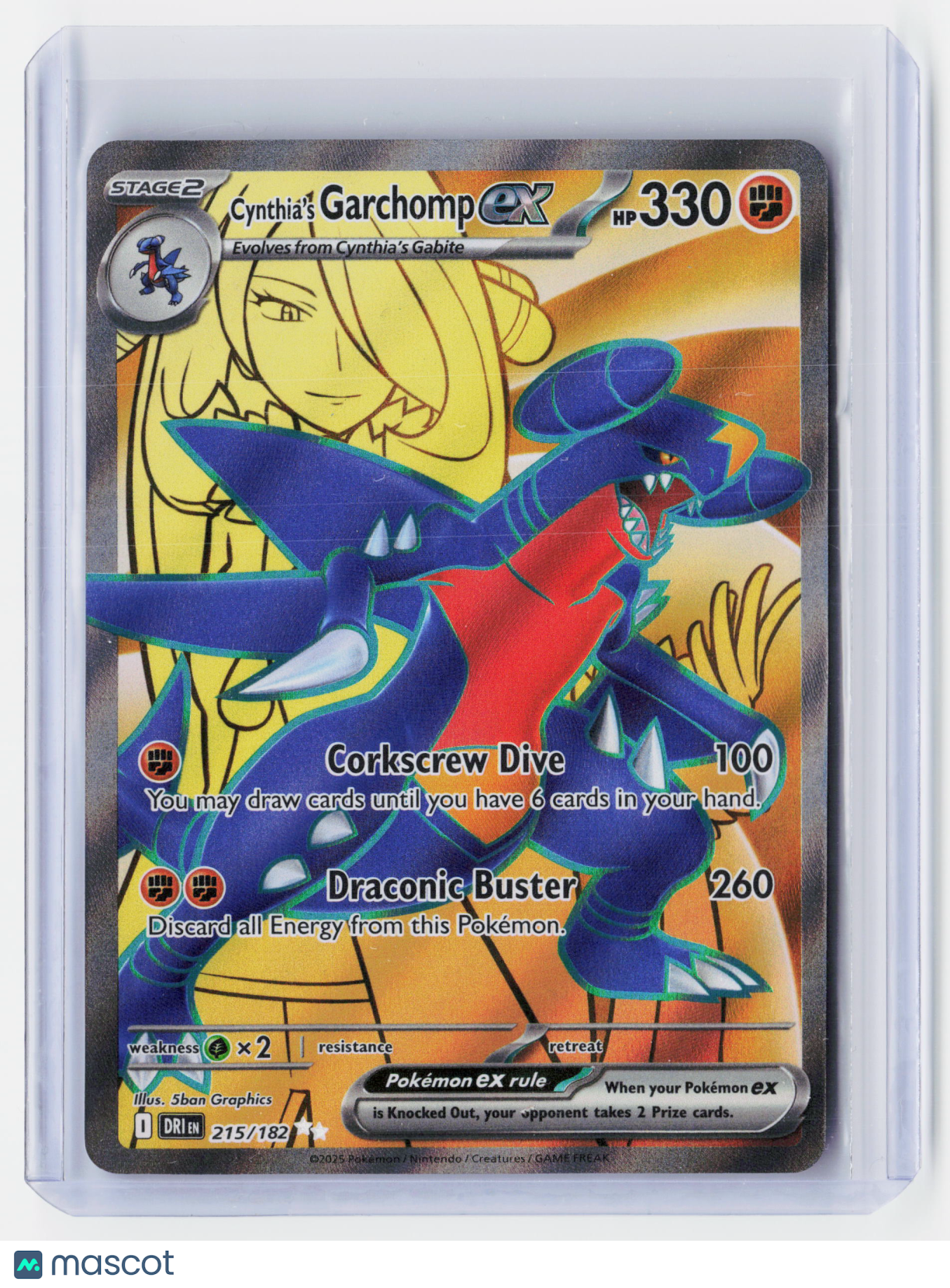 2025 Pokemon—Cynthia's Garchomp ex #215/182 Destined Rivals—Ultra Rare Holo