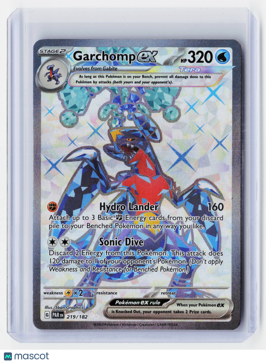2023 Pokemon—Garchomp ex #219/182 Paradox Rift—Ultra Rare Holo