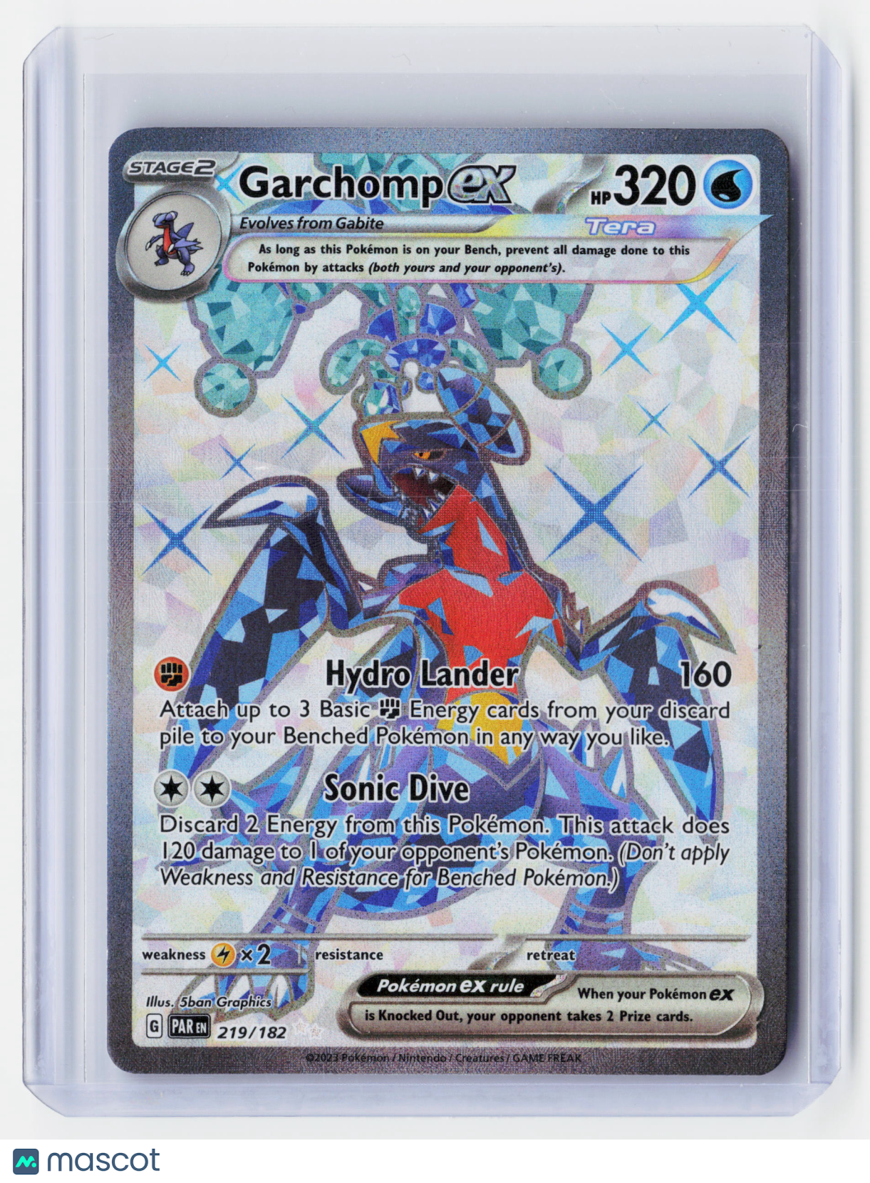 2023 Pokemon—Garchomp ex #219/182 Paradox Rift—Ultra Rare Holo