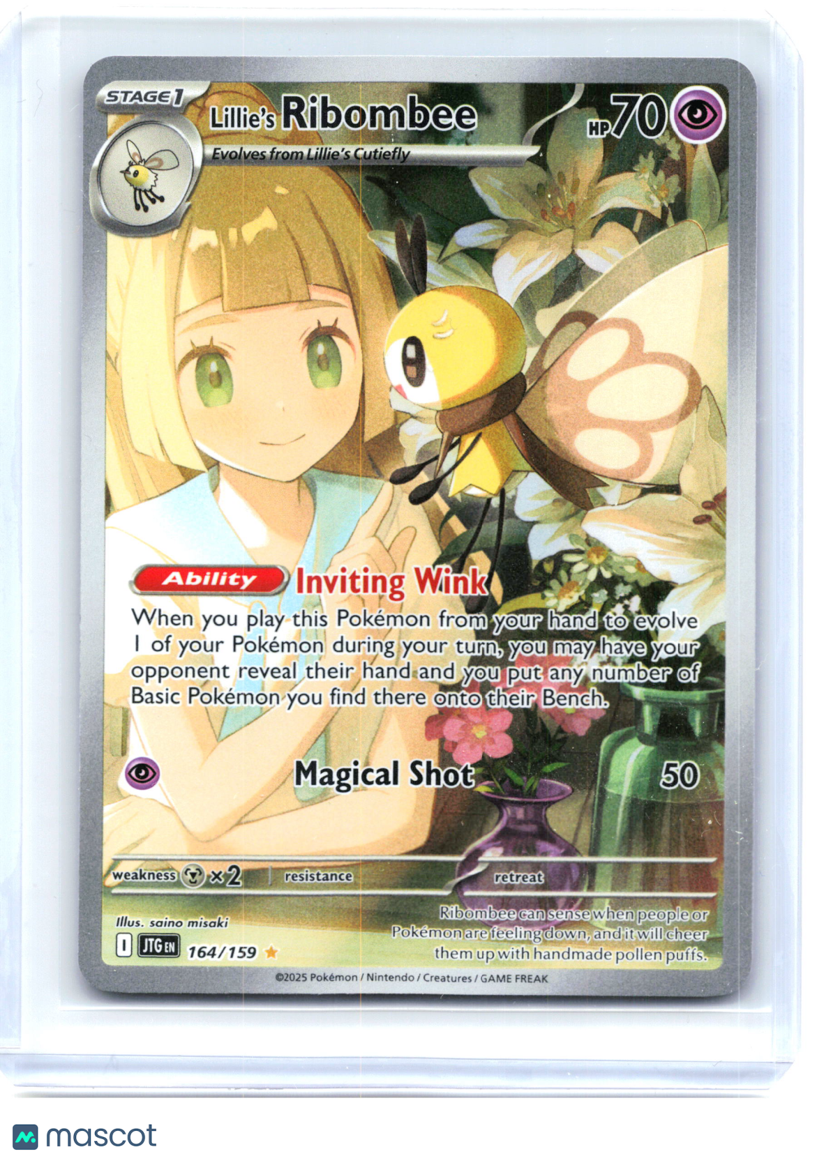 2025 Pokemon—Lillie's Ribombee #164 Journey Together—Illustration Rare Holo