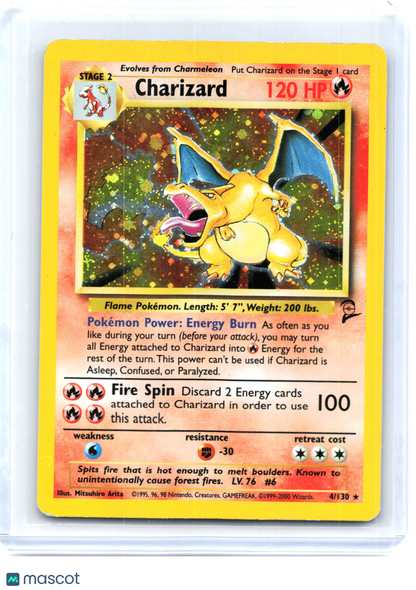 2000 Pokemon—Charizard #4 Base Set 2—Holo Rare Holo [Damaged]
