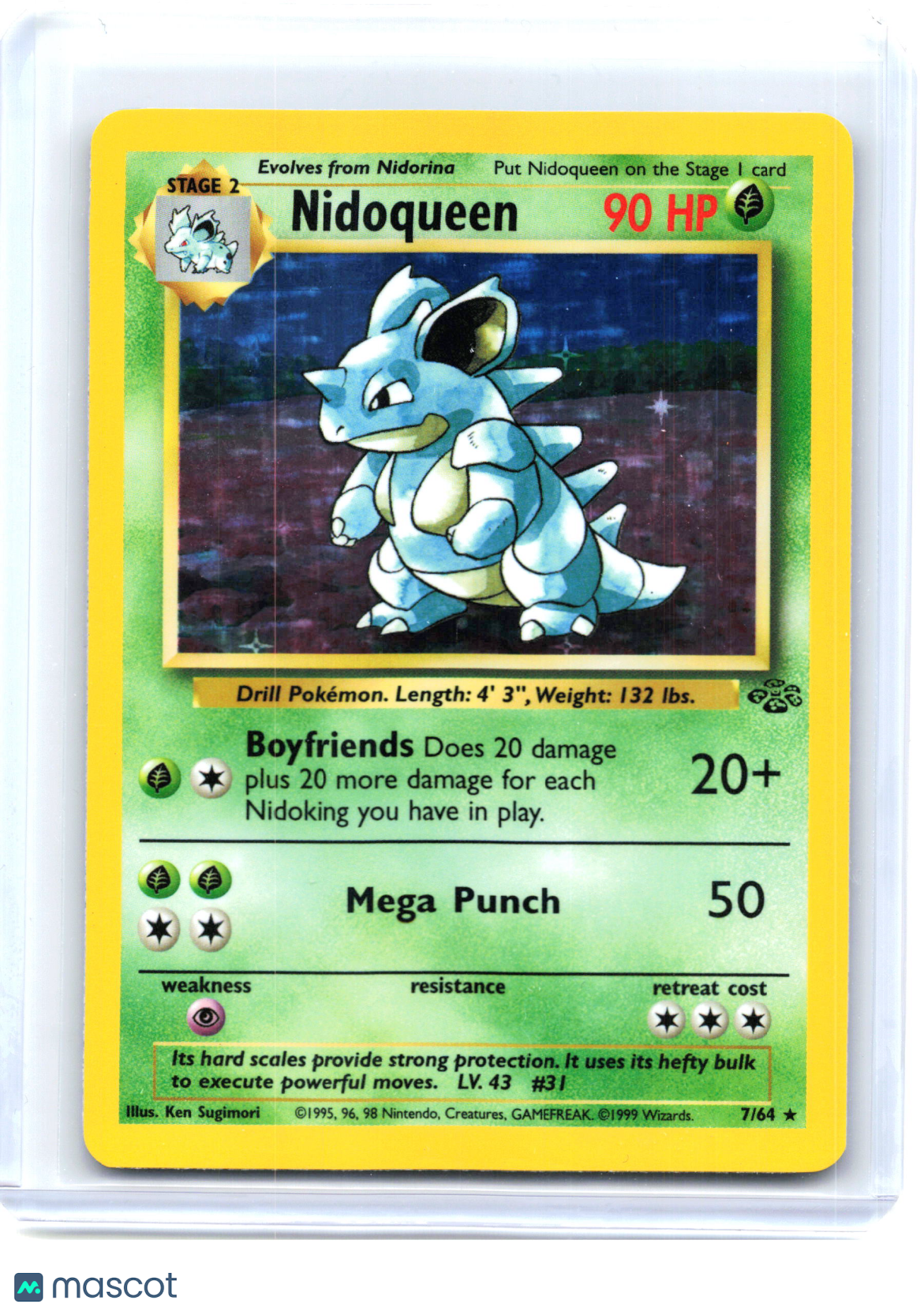 Pokemon—Nidoqueen #7 1999 Jungle—Holo Rare Holo [Moderately Played]