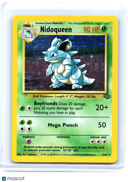 Pokemon—Nidoqueen #7 1999 Jungle—Holo Rare Holo [Moderately Played]