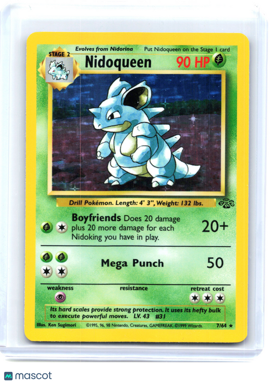 Pokemon—Nidoqueen #7 1999 Jungle—Holo Rare Holo [Moderately Played]