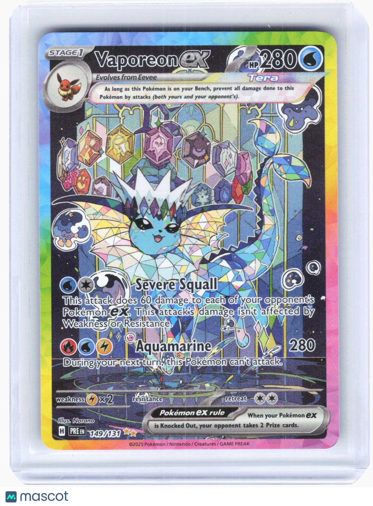 2025 Pokemon—Vaporeon ex #149/131 Prismatic Evolutions—Special Illustration Rare