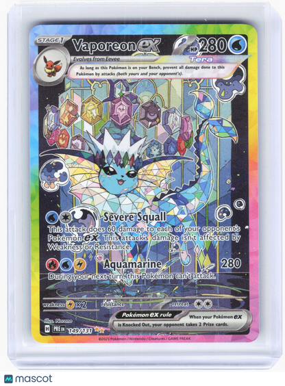 2025 Pokemon—Vaporeon ex #149/131 Prismatic Evolutions—Special Illustration Rare