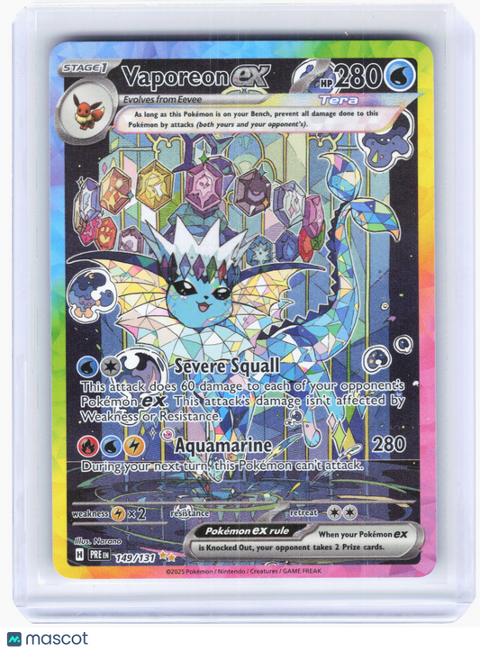 2025 Pokemon—Vaporeon ex #149/131 Prismatic Evolutions—Special Illustration Rare