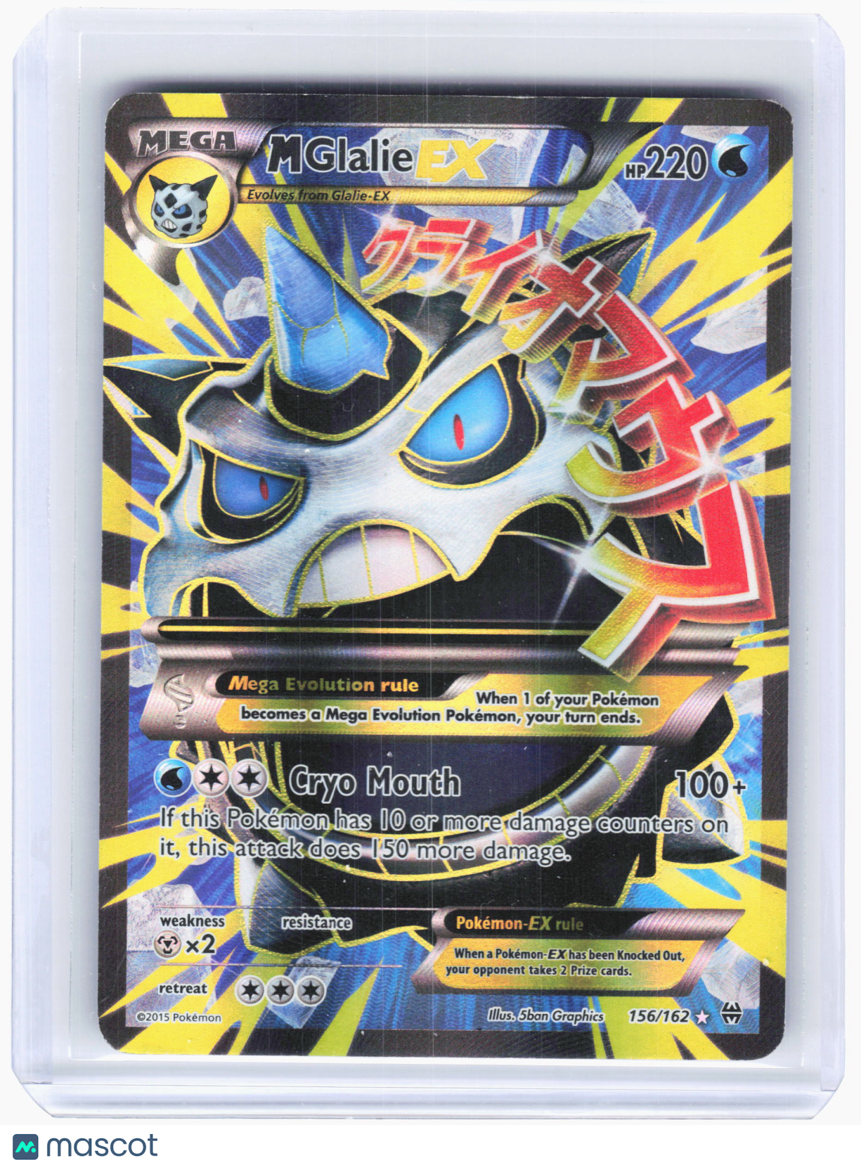 2015 Pokemon—M Glalie ex #156/162 BREAKthrough—Ultra Rare Holo [Damaged]