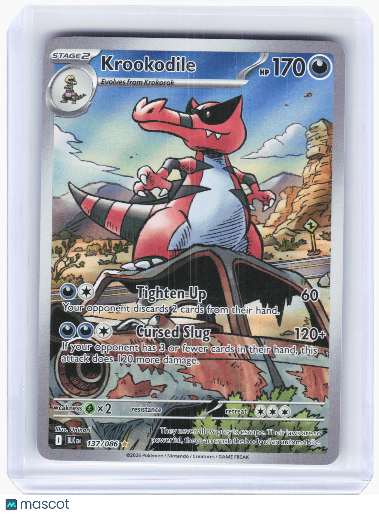 2025 Pokemon—Krookodile 137/86 Black Bolt—Illustration Rare Holo[Lightly Played]