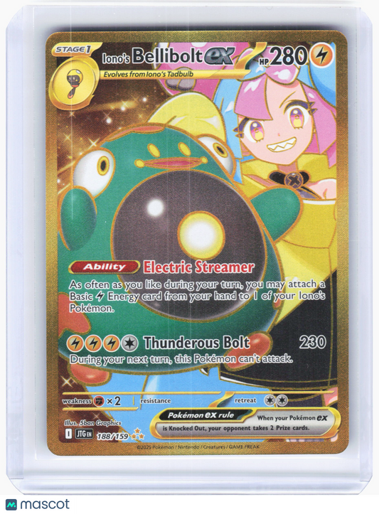 2025 Pokemon—Iono's Bellibolt ex #188/159 Journey Together—Hyper Rare Holo