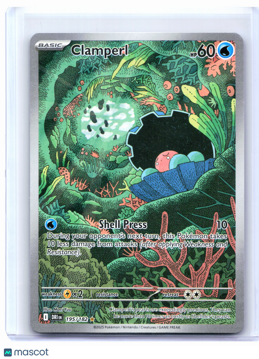 2025 Pokemon—Clamperl #195/182 Destined Rivals—Illustration Rare Holo