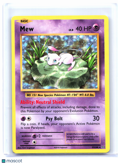 2016 Pokemon—Mew #53/108 Evolutions—Holo Rare [Heavily Played]