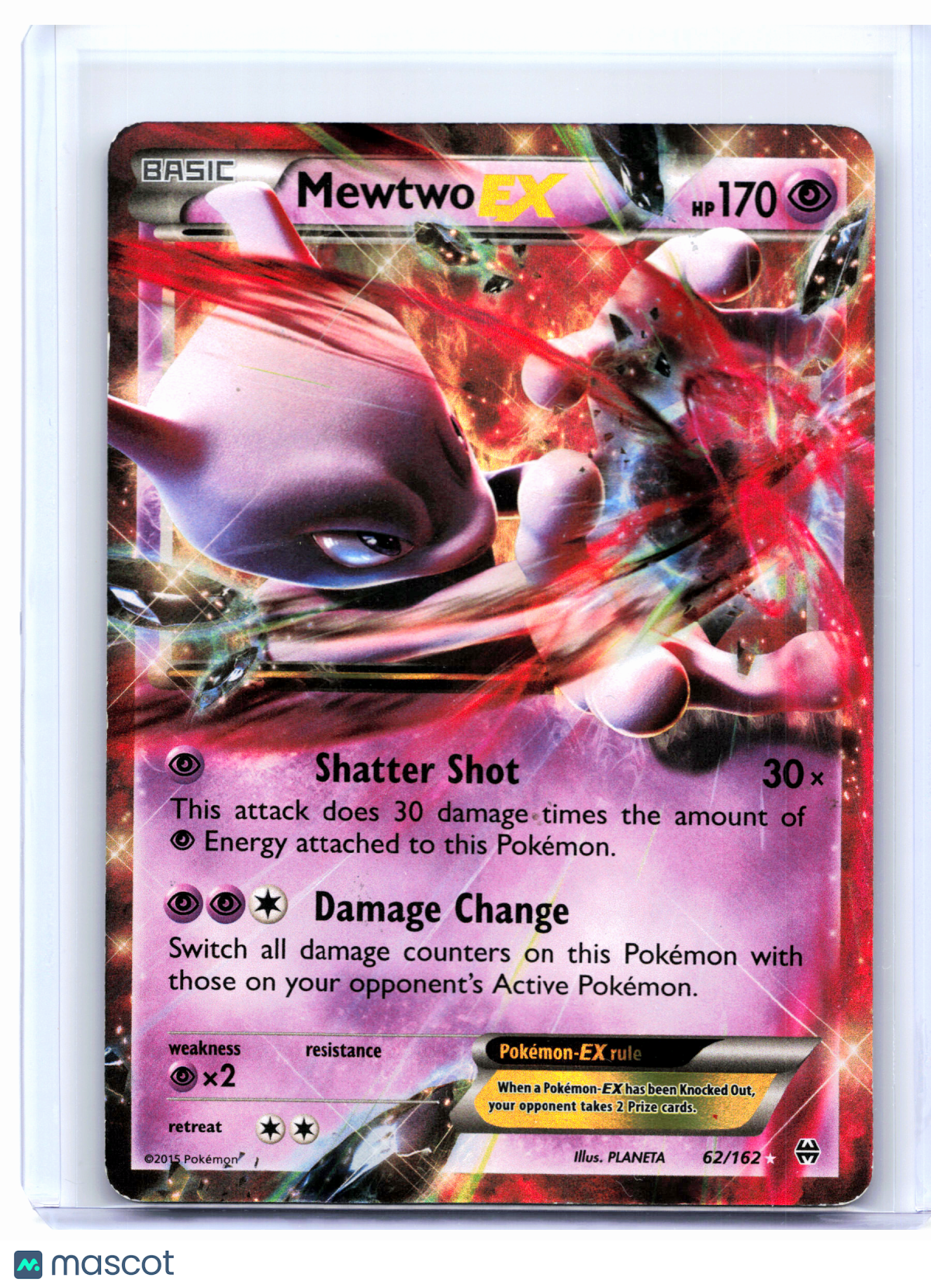 2015 Pokemon—Mewtwo EX #62/162 BREAKthrough—Ultra Rare Holo [Heavily Played]