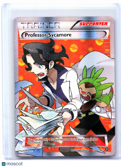 2016 Pokemon—Professor Sycamore #114/114 Steam Siege—Ultra Rare Holo [Damaged]