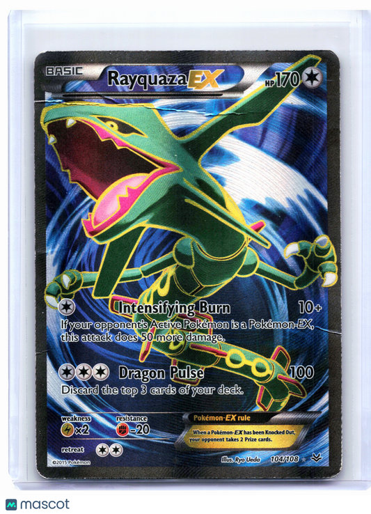 2015 Pokemon—Rayquaza EX #104/108 Roaring Skies—Ultra Rare Holo [Damaged]