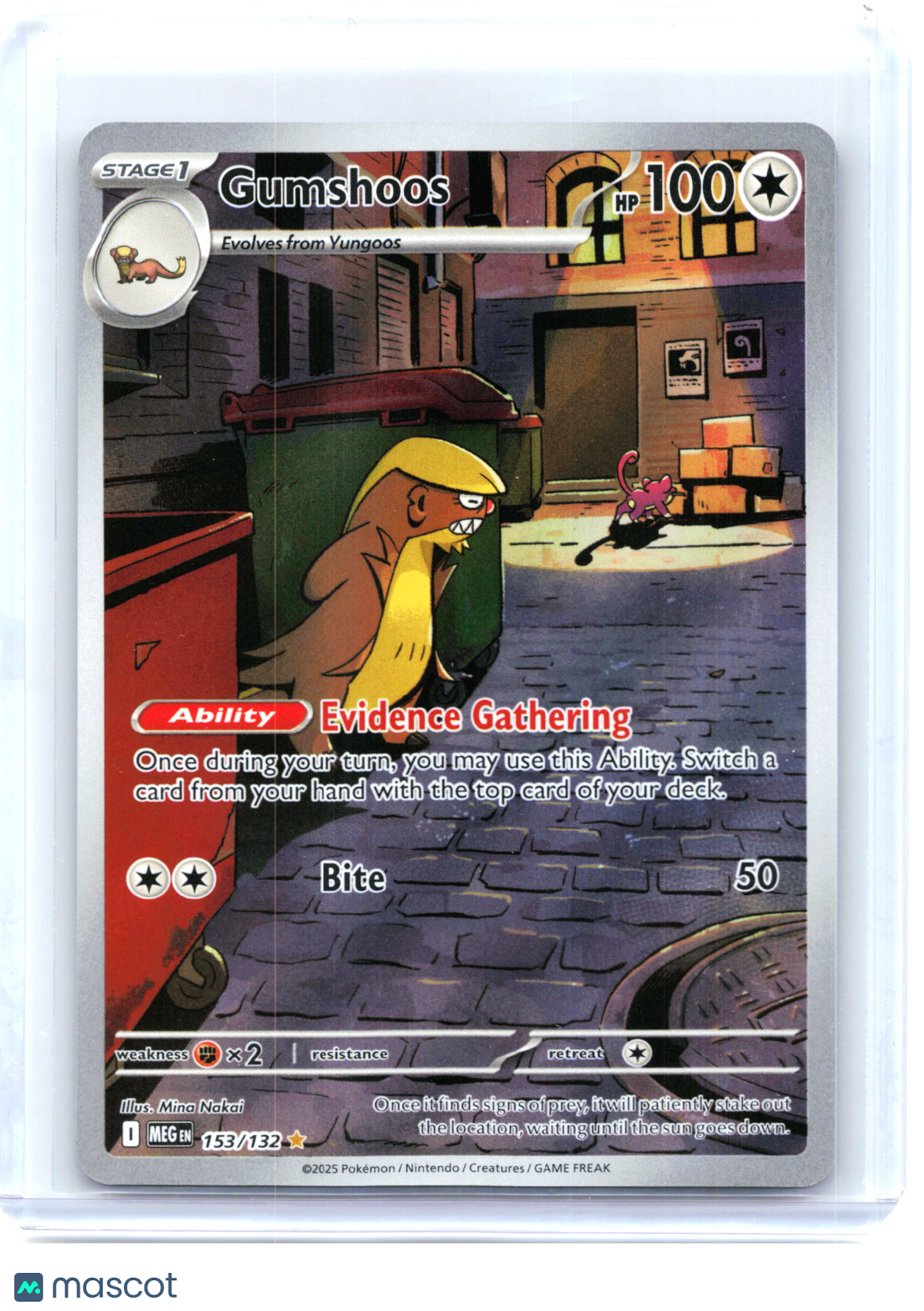 2025 Pokemon—Gumshoos #153 Mega Evolution—Illustration Rare Holo