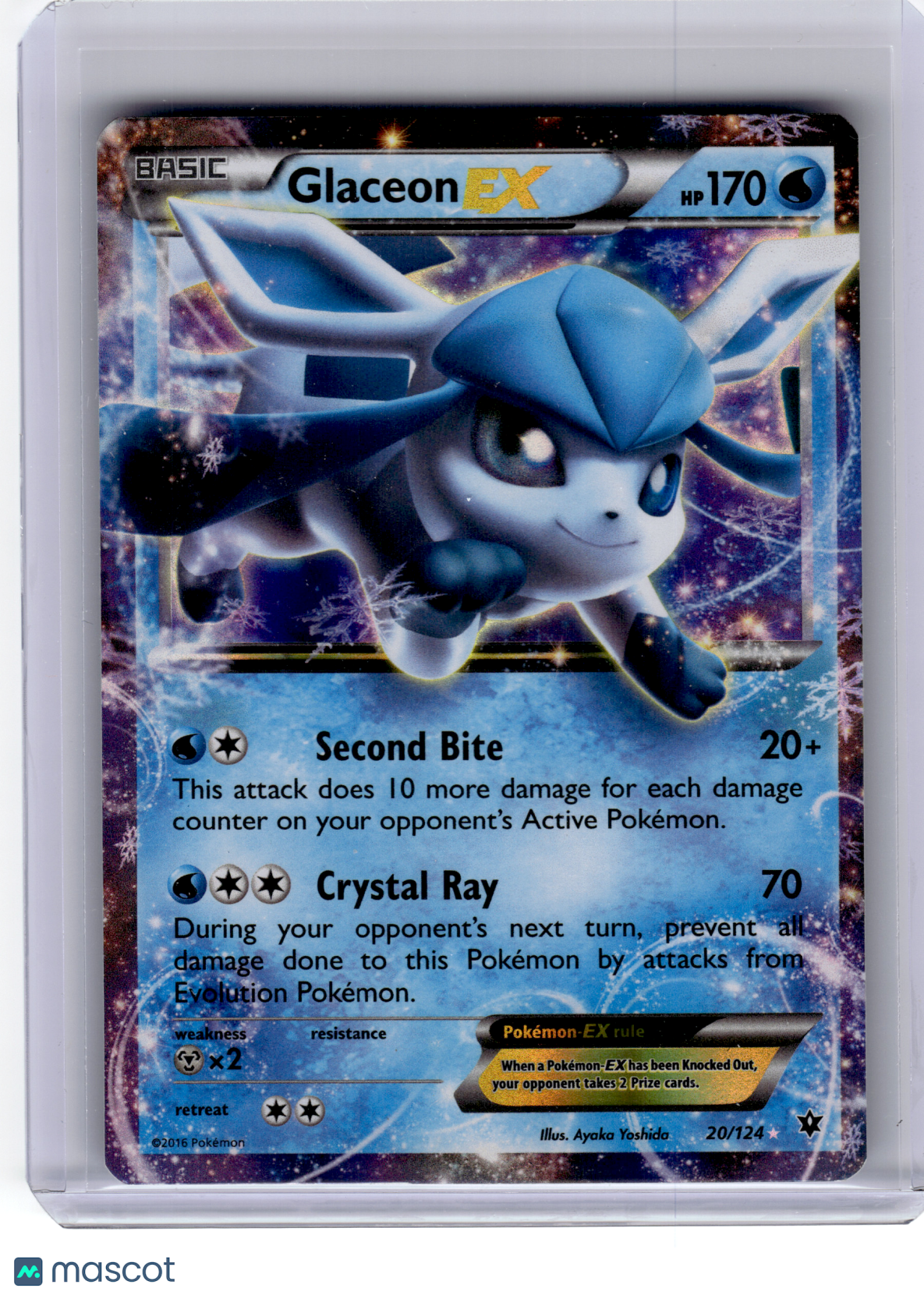 2016 Pokemon—Glaceon EX #20/124 Fates Collide—Ultra Rare Holo [Damaged]