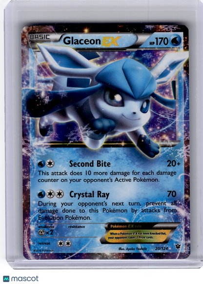 2016 Pokemon—Glaceon EX #20/124 Fates Collide—Ultra Rare Holo [Damaged]