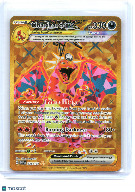 2023 Pokemon—Charizard EX #228 Obsidian Flames—Hyper Rare Holo [Lightly Played]