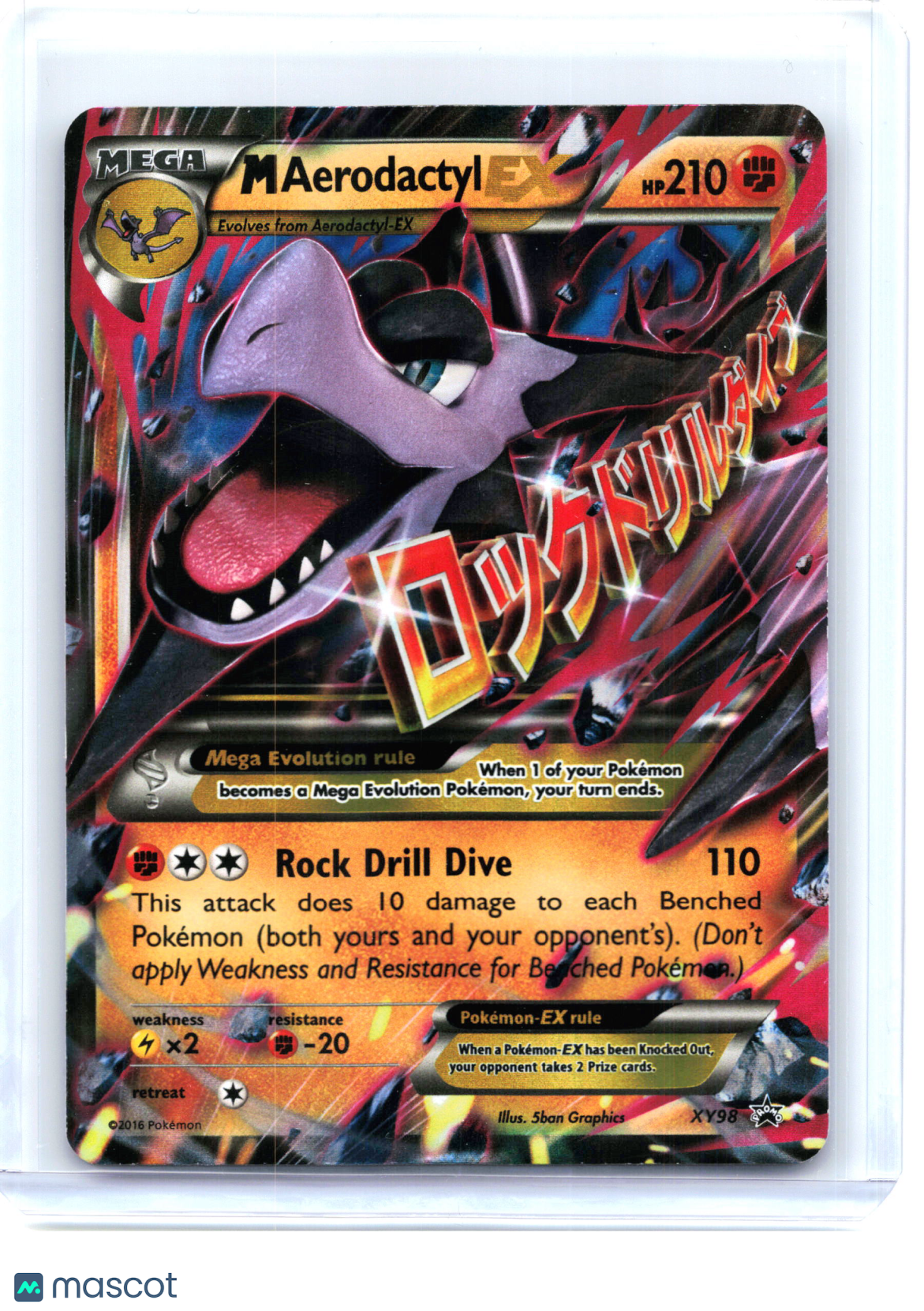 2016 Pokemon—M Aerodactyl EX #XY98 XY Promos—Black Star Promo Holo [Damaged]