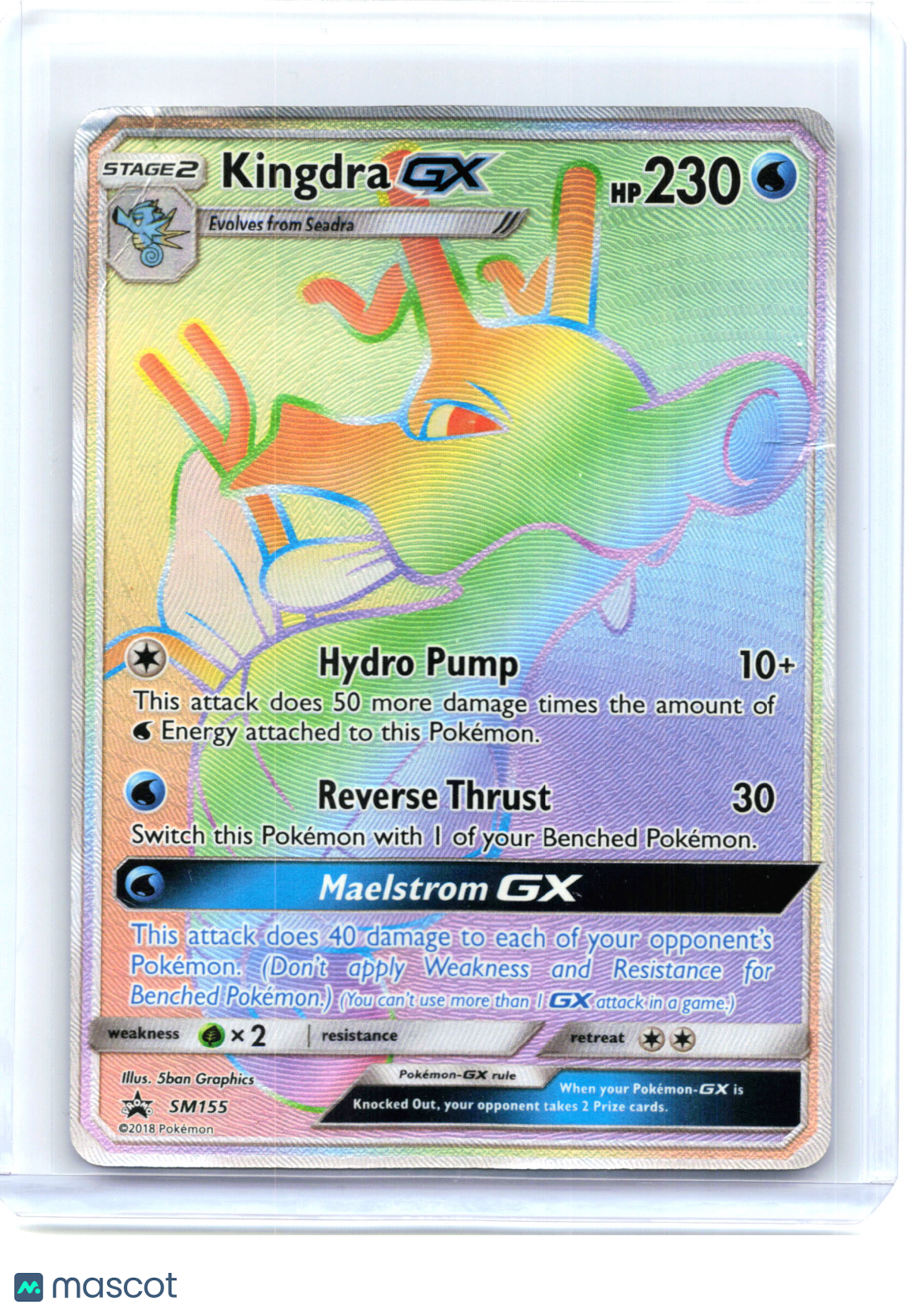 2018 Pokemon—Kingdra GX #SM155 SM Promos—Black Star Promo Rainbow [Damaged]