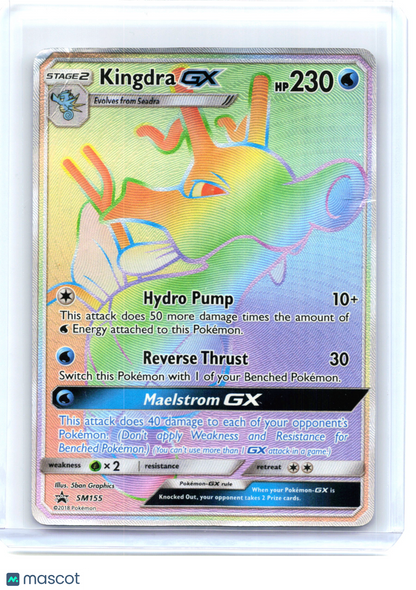 2018 Pokemon—Kingdra GX #SM155 SM Promos—Black Star Promo Rainbow [Damaged]