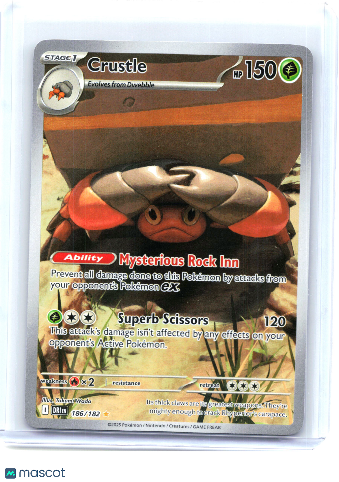 2025 Pokemon—Crustle #186 Destined Rivals—Illustration Rare Holo [LP]