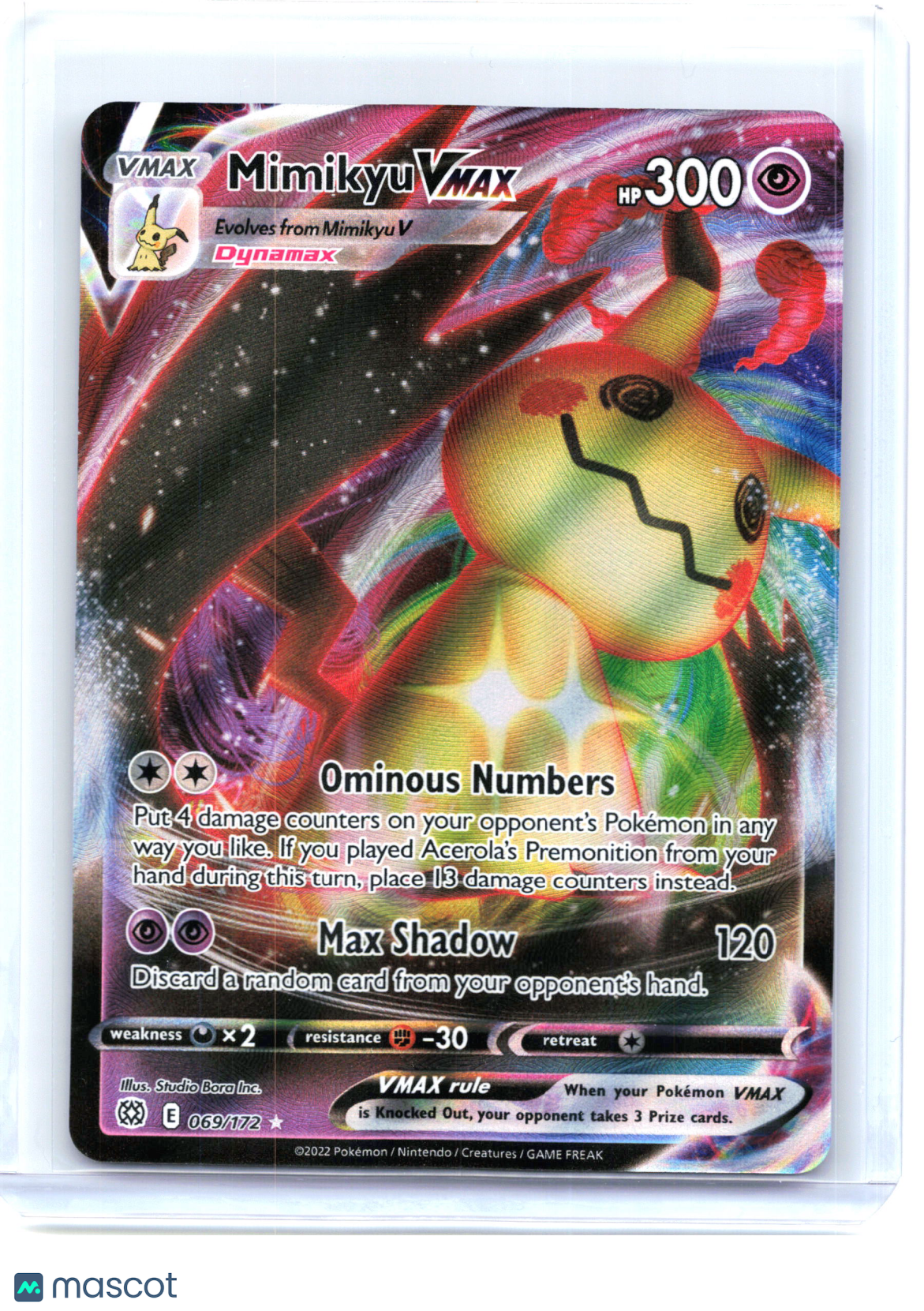 2022 Pokemon—Mimikyu VMAX #69 Brilliant Stars—Ultra Rare Holo
