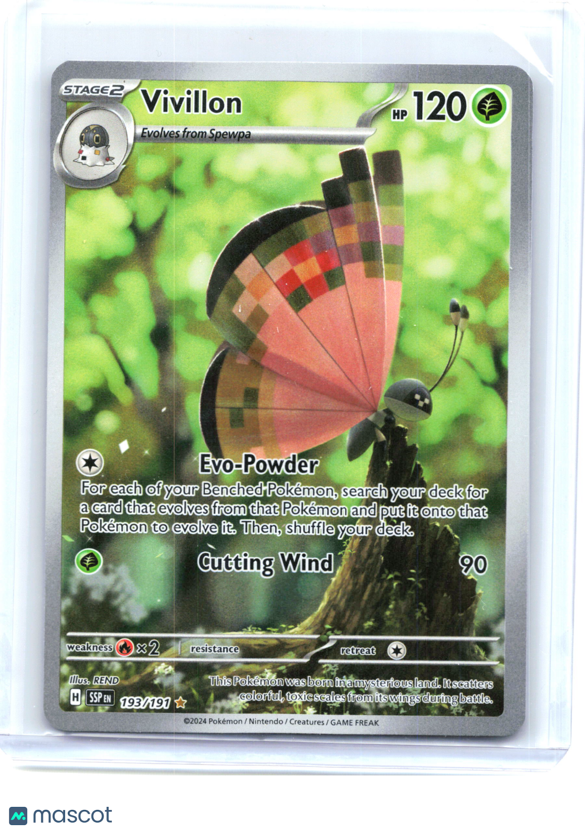 2024 Pokemon—Vivillon #193 Surging Sparks—Illustration Rare Holo